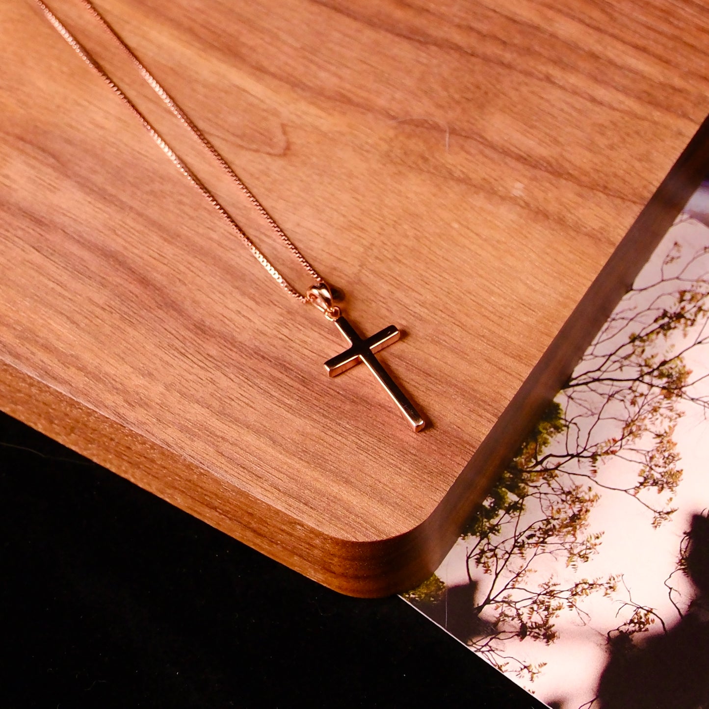 Rose Sterling Silver Cross Pendant