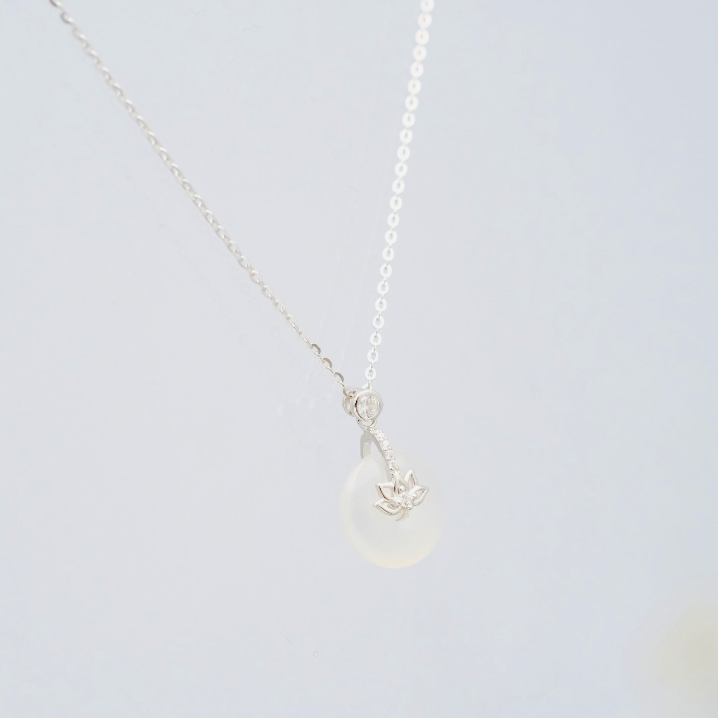 White Jade Silver Whisper Pendant