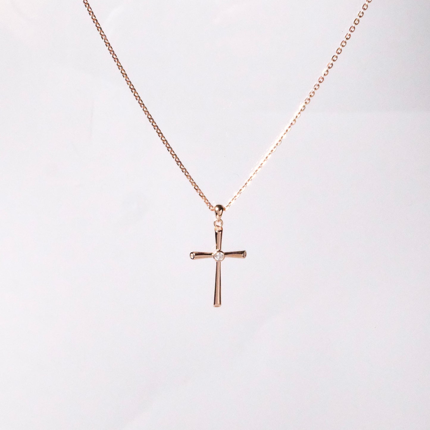 1 Hearted Rose Silver Cross Pendant