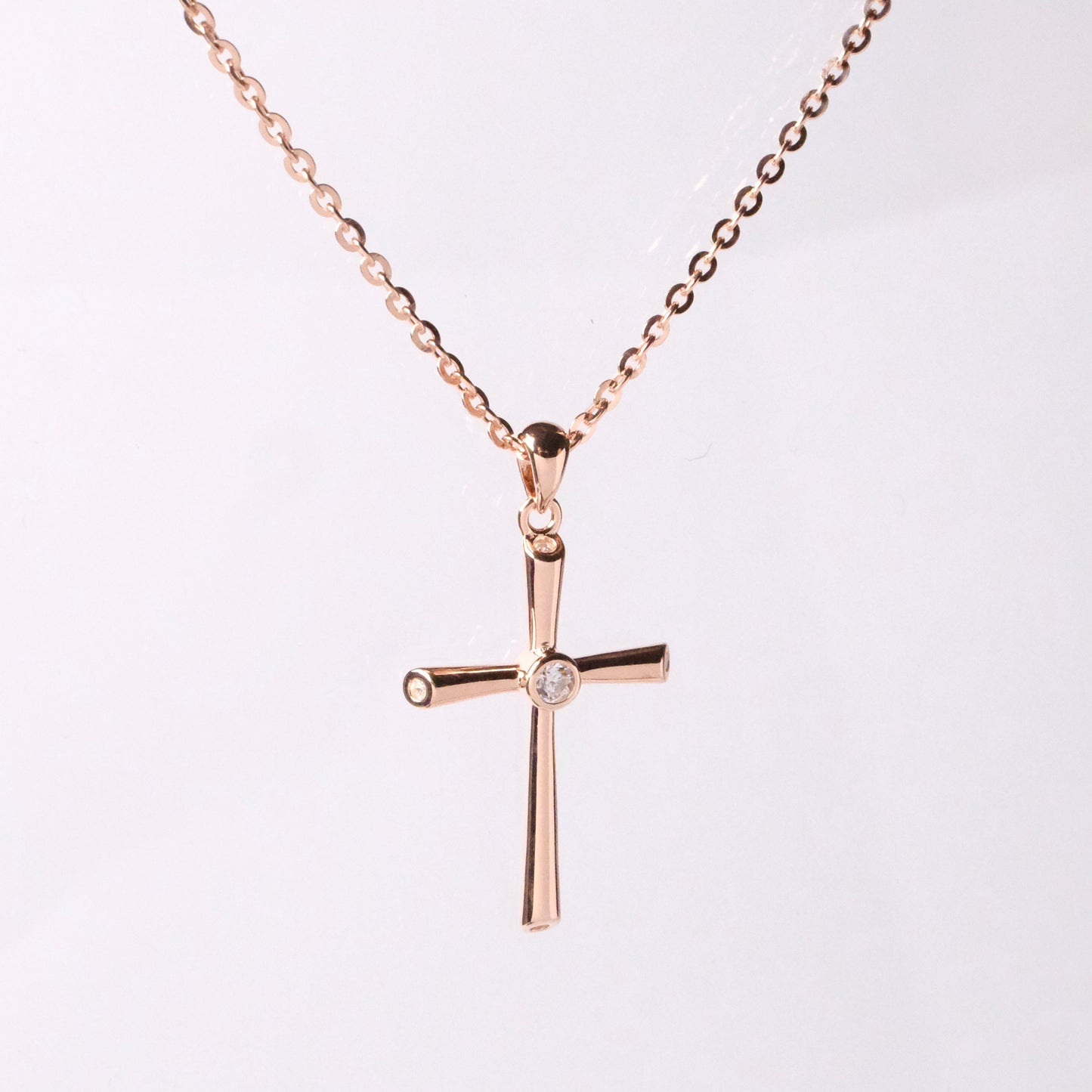 1 Hearted Rose Silver Cross Pendant +1 (1 chain + 2 Cross)