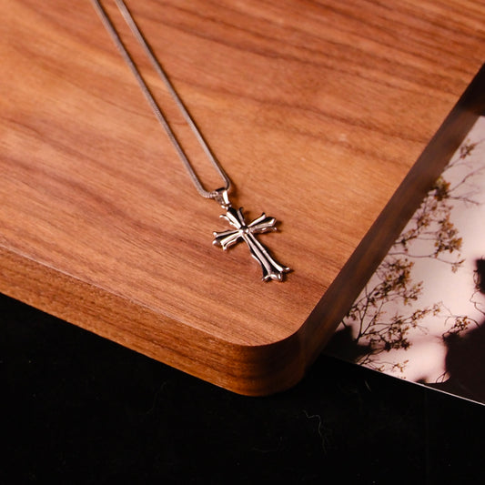 Graceful Bloom Sterling Silver Cross Pendant