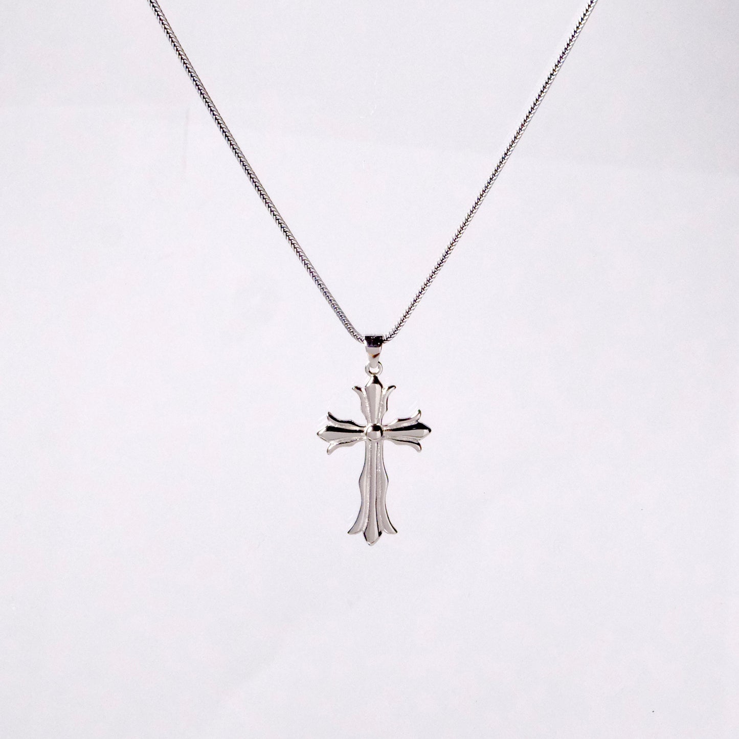 Graceful Bloom Sterling Silver Cross Pendant