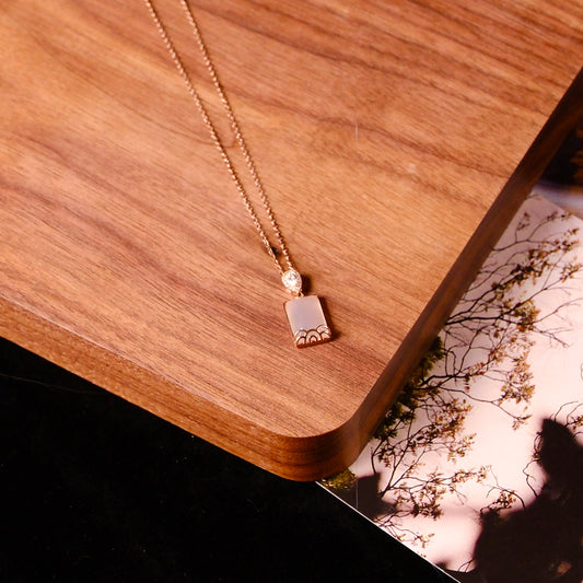 Square White Jade Necklace