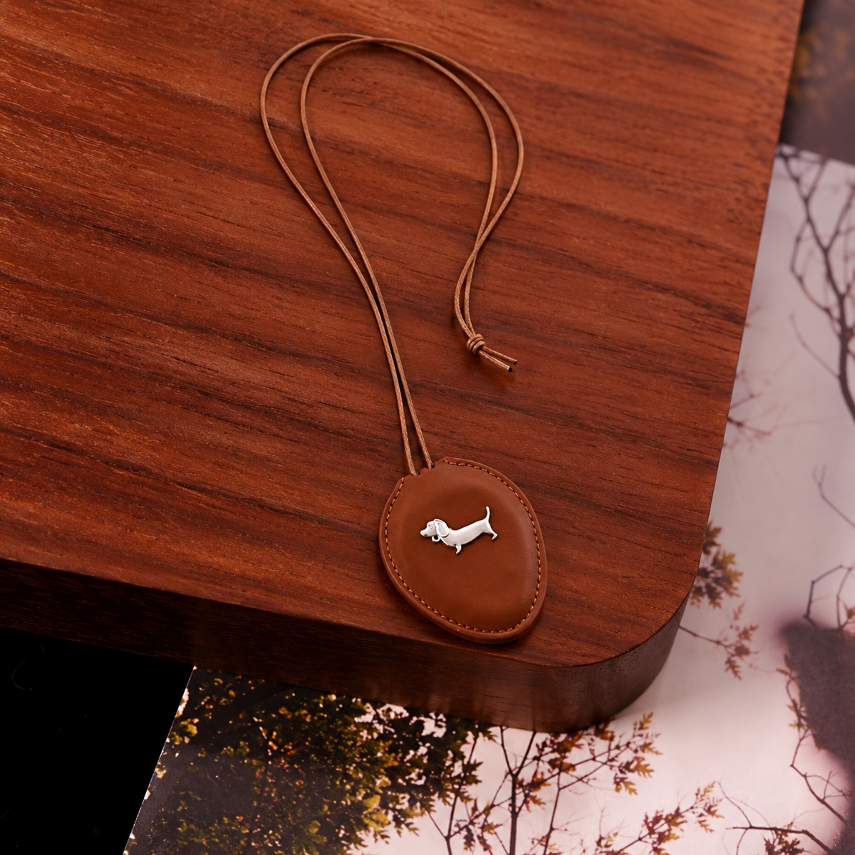 Little Mirror Necklace - Brown